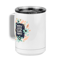 Thumbnail for Worry Less Run More Floral Coffee Mug Tumbler with Handle (15 oz) - Front Left View
