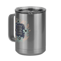 Thumbnail for Worry Less Run More Floral Coffee Mug Tumbler with Handle (15 oz) - Front Left View