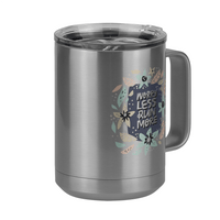 Thumbnail for Worry Less Run More Floral Coffee Mug Tumbler with Handle (15 oz) - Front Right View