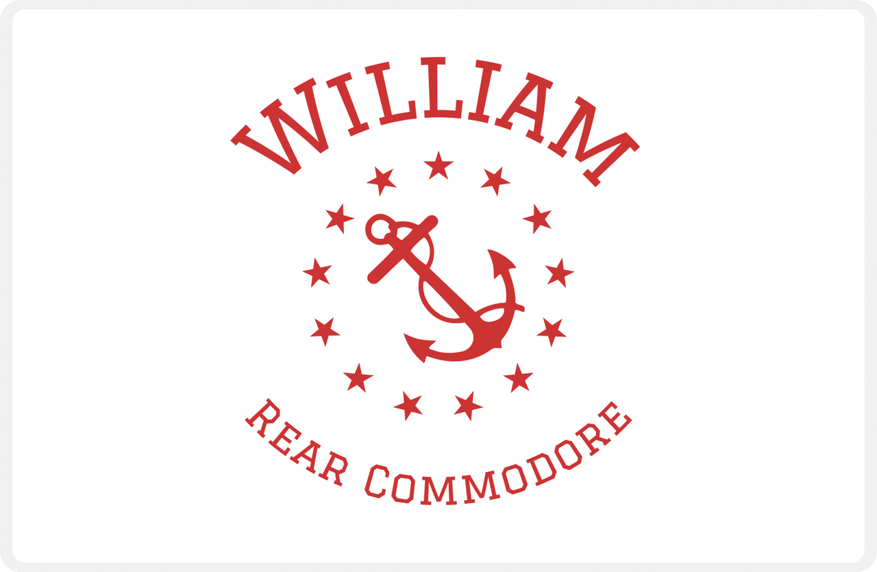 Personalized Yacht Club Officer Placemat - Rear Commodore - Arc Text -  View