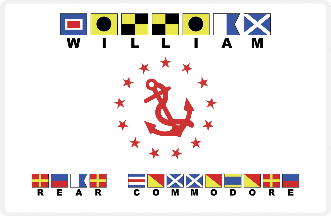 Personalized Yacht Club Officer Placemat - Rear Commodore - Nautical Flags -  View