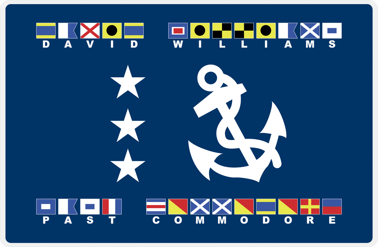 Personalized Yacht Club Officer Placemat - Past Commodore - Nautical Flags -  View