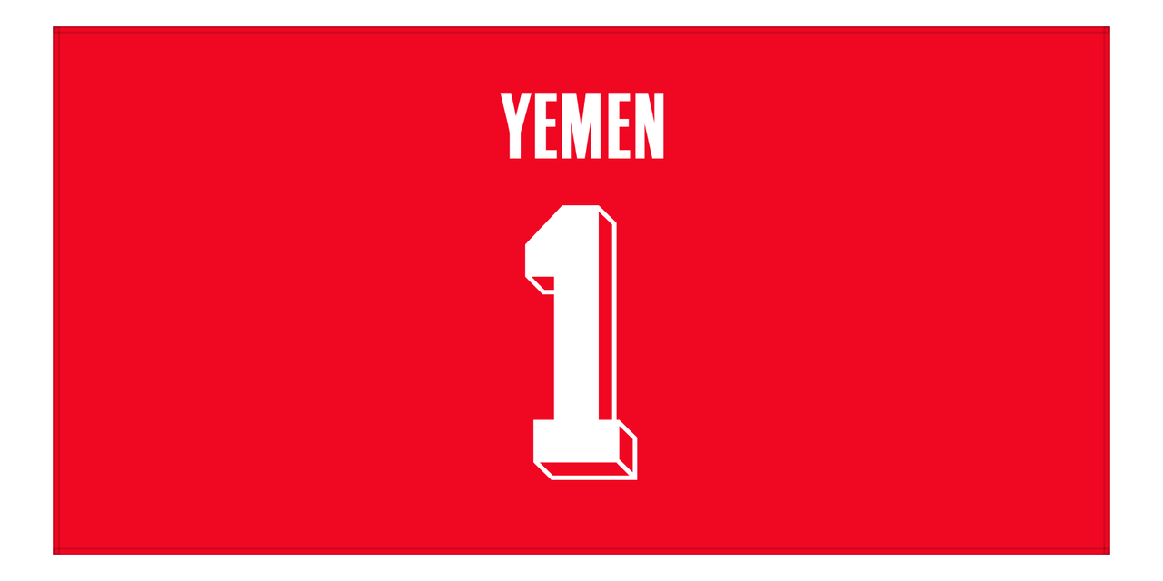 Personalized Yemen Jersey Number Beach Towel - Red - Front View