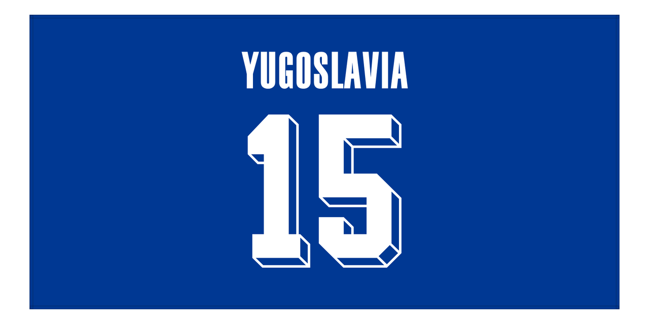 Personalized Yugoslvia Jersey Number Beach Towel - Blue - Front View