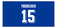 Thumbnail for Personalized Yugoslvia Jersey Number Beach Towel - Blue - Front View