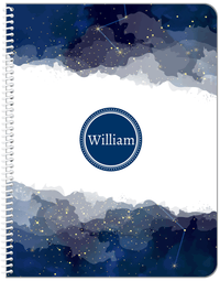 Thumbnail for Personalized Zodiac Sign Notebook - Night Sky - Circle Nameplate - Front View