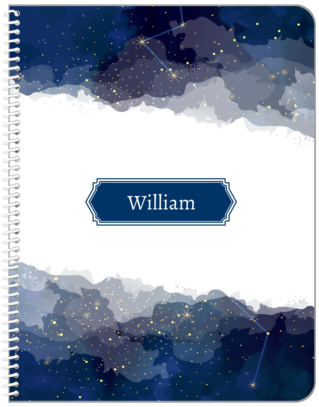 Personalized Zodiac Sign Notebook - Night Sky - Decorative Rectangle Nameplate - Front View