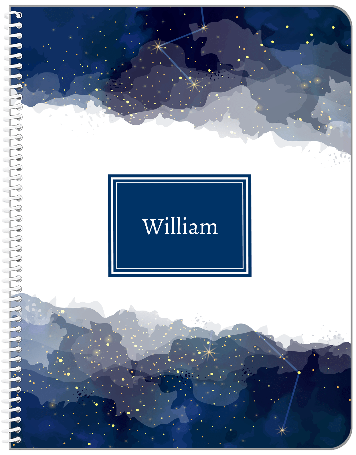 Personalized Zodiac Sign Notebook - Night Sky - Rectangle Nameplate - Front View