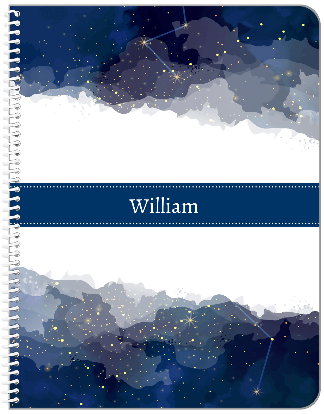 Personalized Zodiac Sign Notebook - Night Sky - Ribbon Nameplate - Front View