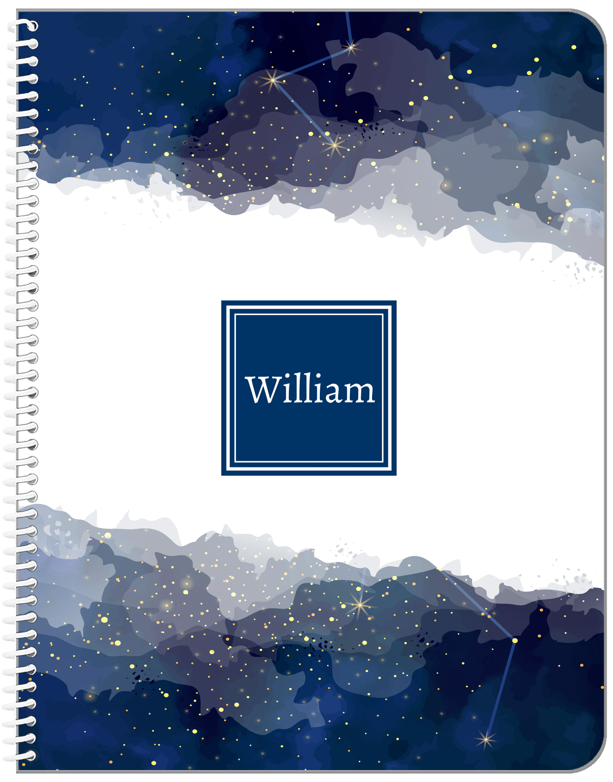Personalized Zodiac Sign Notebook - Night Sky - Square Nameplate - Front View