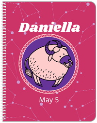 Thumbnail for Personalized Zodiac Sign Notebook - Constellation Circle - Taurus - Front View