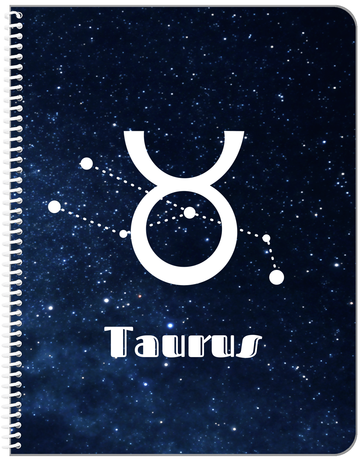 Personalized Zodiac Sign Notebook - Night Sky - Taurus - Front View