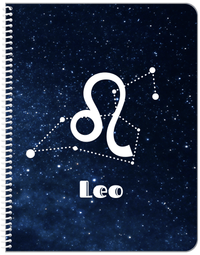 Thumbnail for Personalized Zodiac Sign Notebook - Night Sky - Leo - Front View