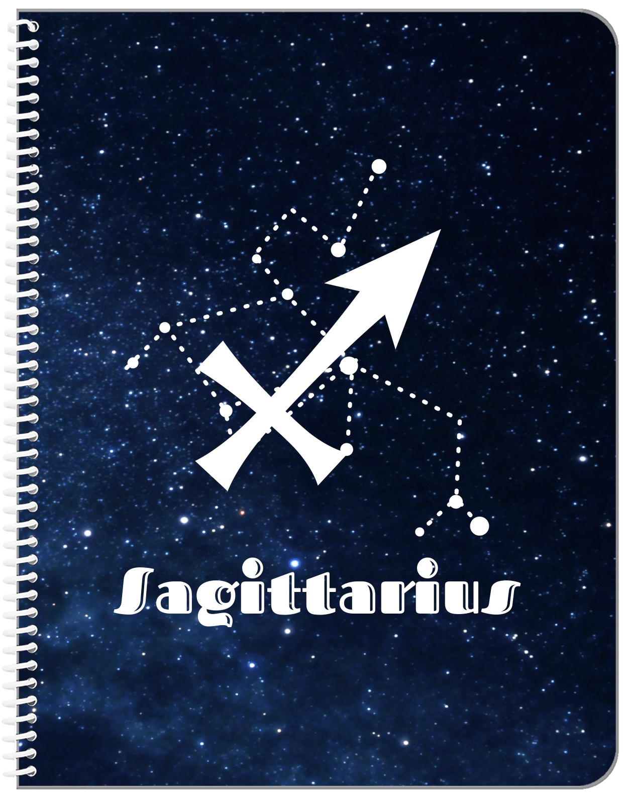 Personalized Zodiac Sign Notebook - Night Sky - Sagittarius - Front View