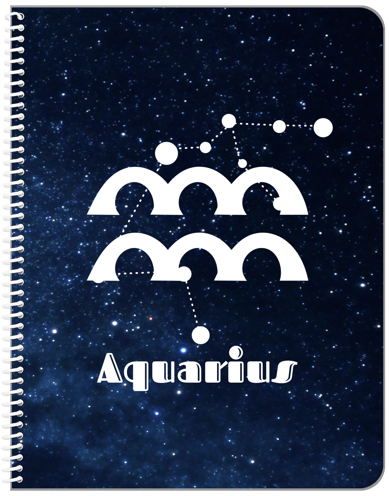 Personalized Zodiac Sign Notebook - Night Sky - Aquarius - Front View