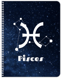 Thumbnail for Personalized Zodiac Sign Notebook - Night Sky - Pisces - Front View