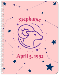 Thumbnail for Personalized Zodiac Sign Notebook - Constellation - Aries - Front View