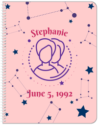 Thumbnail for Personalized Zodiac Sign Notebook - Constellation - Gemini - Front View