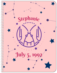 Thumbnail for Personalized Zodiac Sign Notebook - Constellation - Cancer - Front View