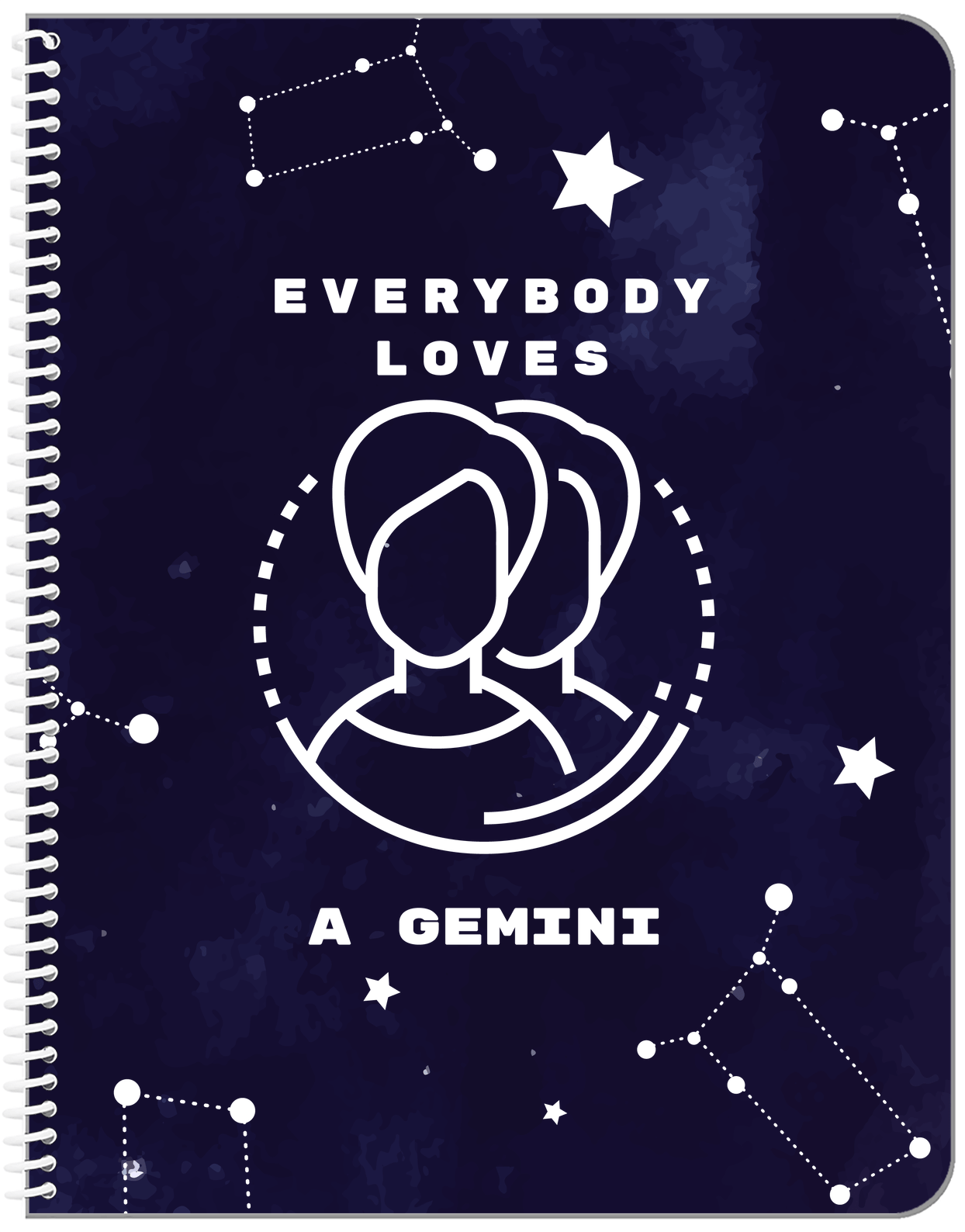 Zodiac Sign Notebook - Everybody Loves a Gemini - Front View