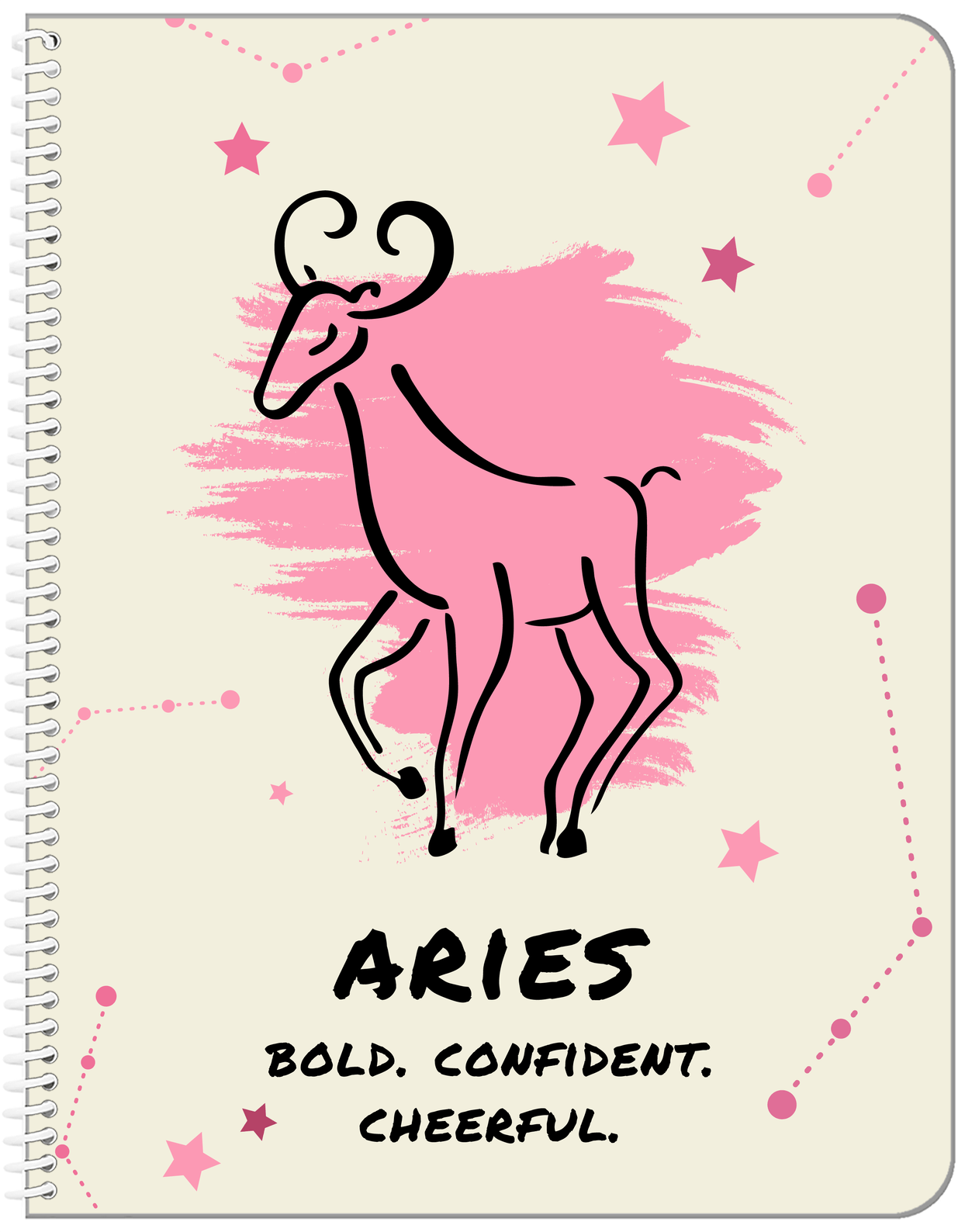 Zodiac Sign Notebook - Characteristics of an Aries - Front View