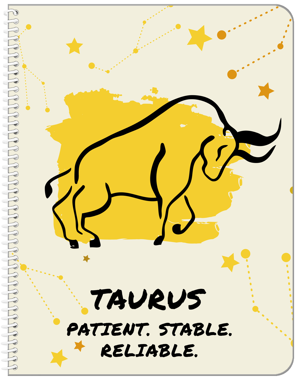 Zodiac Sign Notebook - Characteristics of a Taurus - Front View