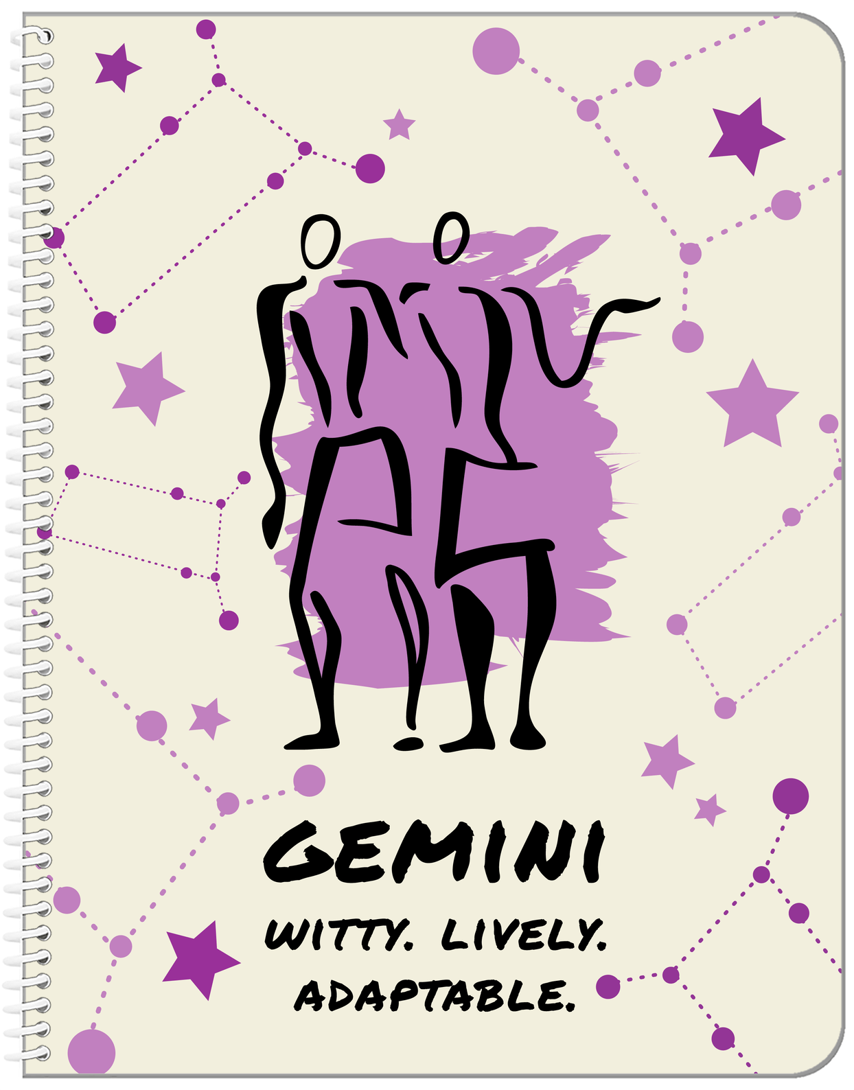 Zodiac Sign Notebook - Characteristics of a Gemini - Front View