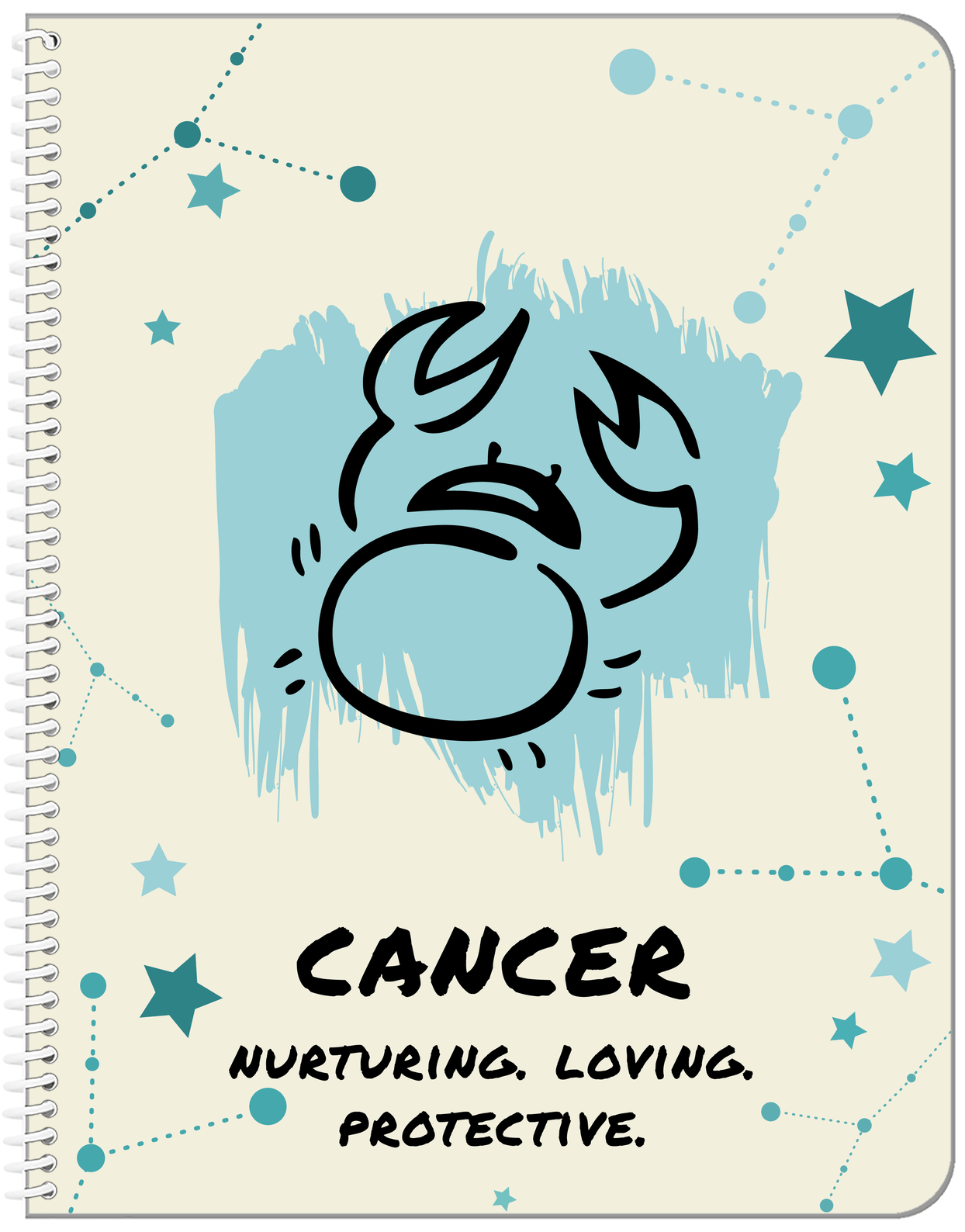 Zodiac Sign Notebook - Characteristics of a Cancer - Front View