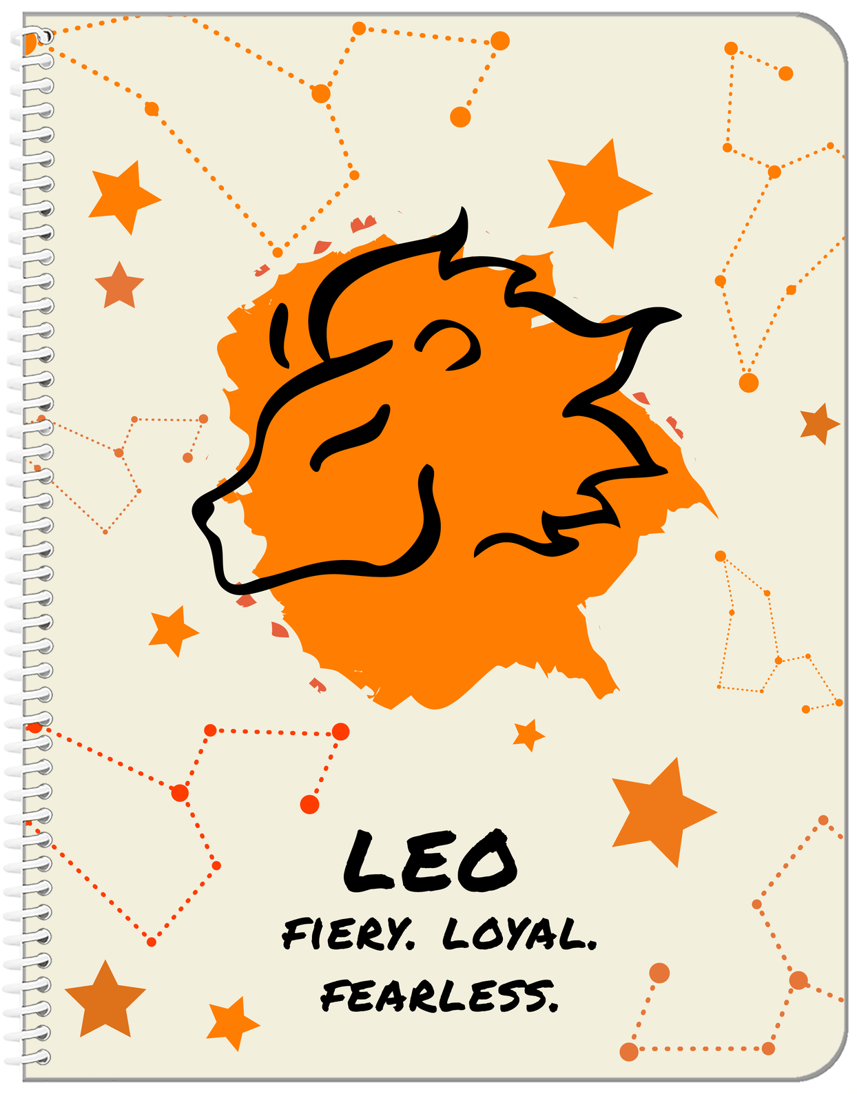 Zodiac Sign Notebook - Characteristics of a Leo - Front View