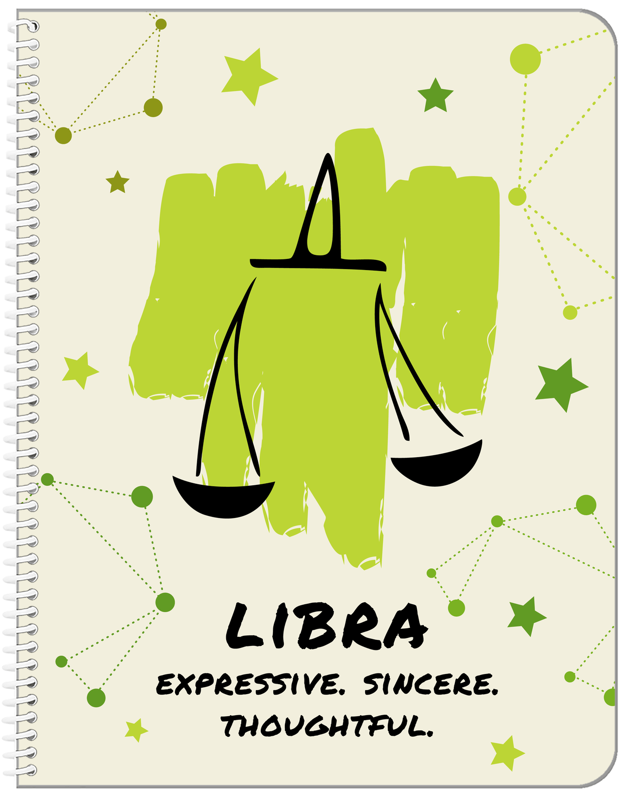 Zodiac Sign Notebook - Characteristics of a Libra - Front View