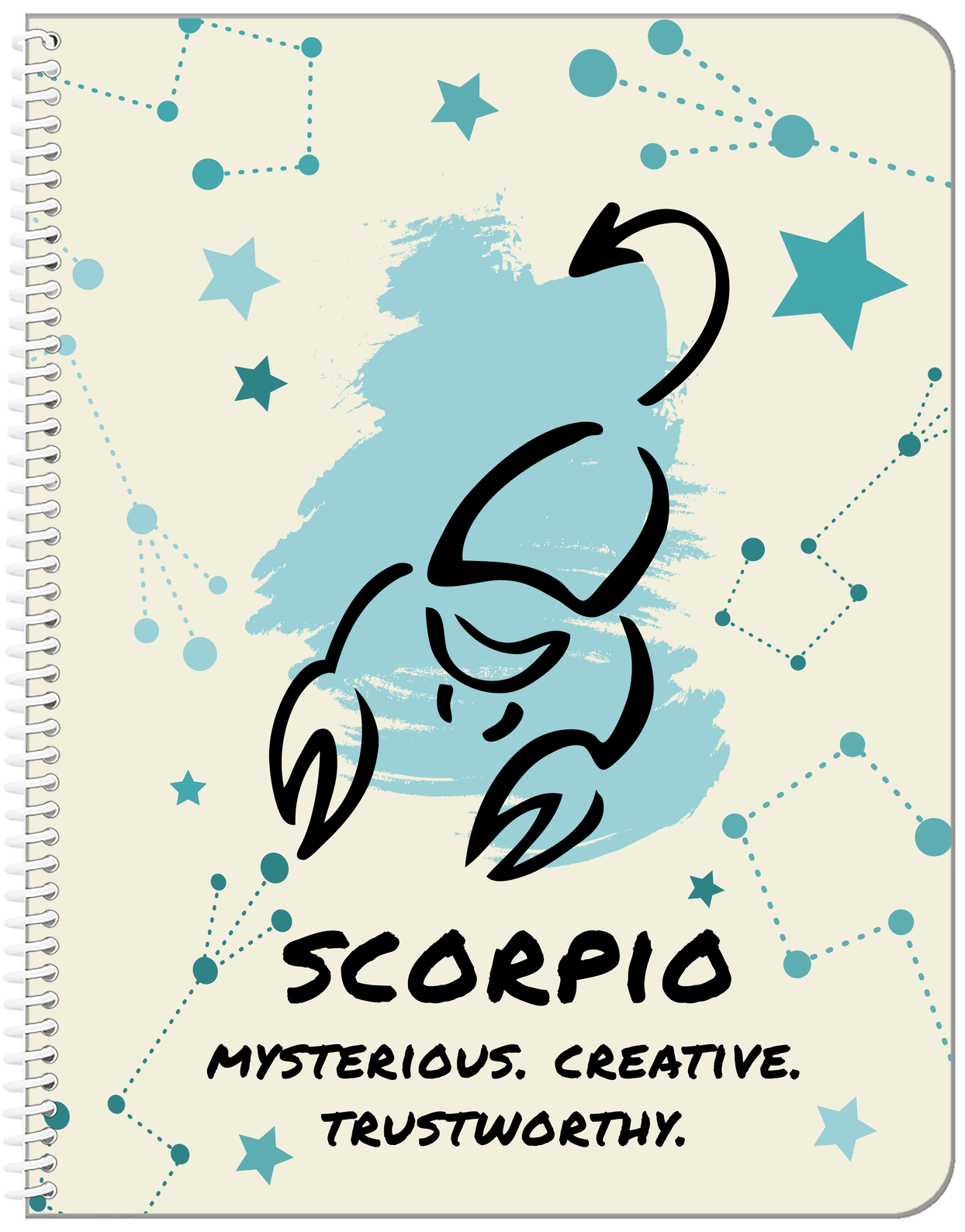 Zodiac Sign Notebook - Characteristics of a Scorpio - Front View