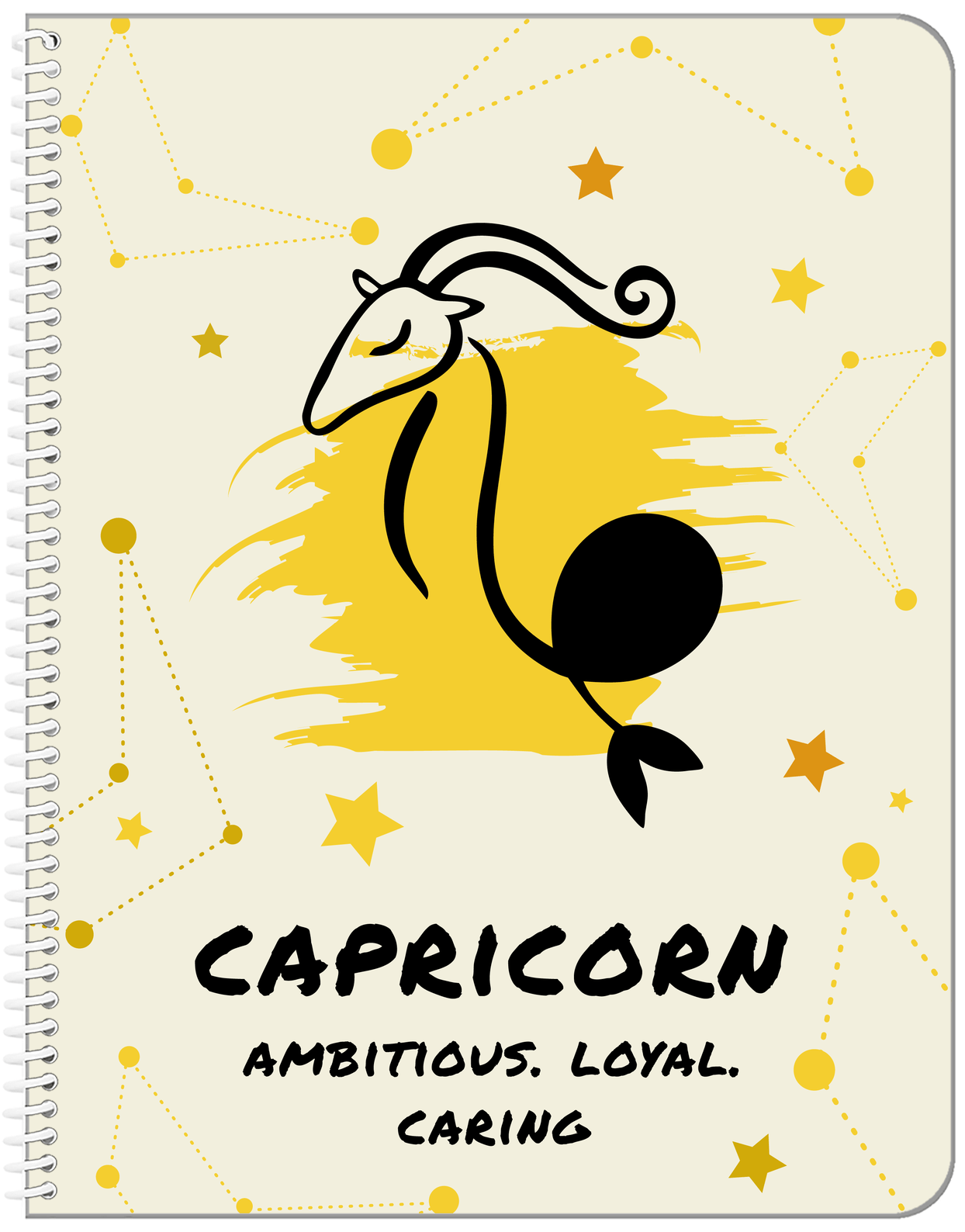 Zodiac Sign Notebook - Characteristics of a Capricorn - Front View