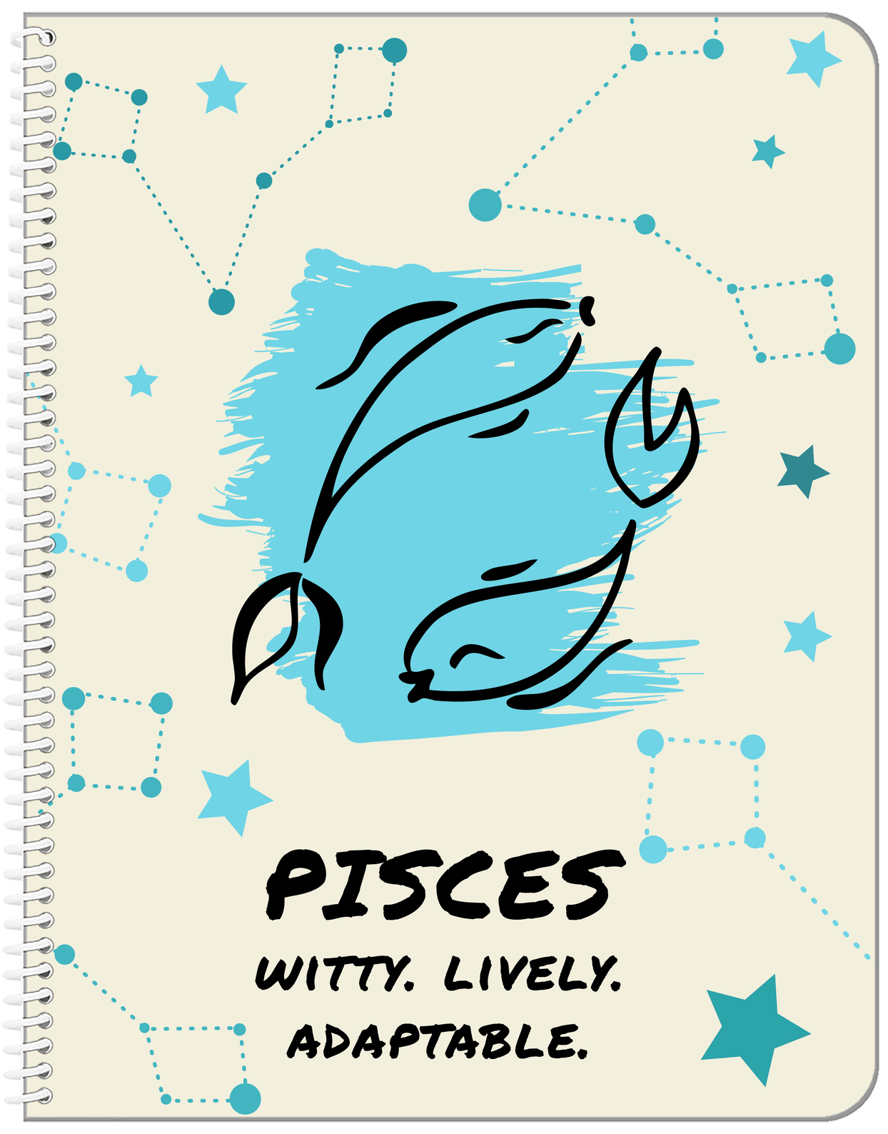 Zodiac Sign Notebook - Characteristics of a Pisces - Front View
