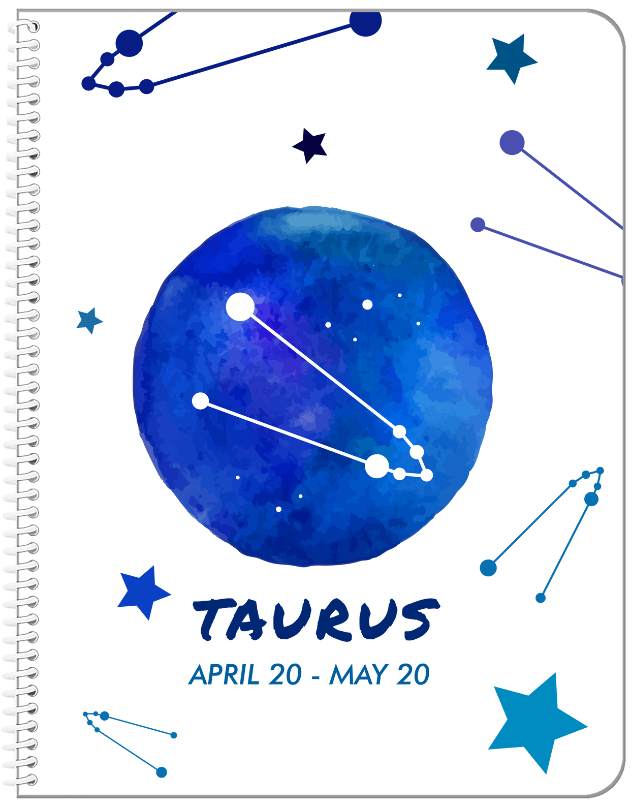 Zodiac Sign Notebook - Date Range - Taurus - Front View