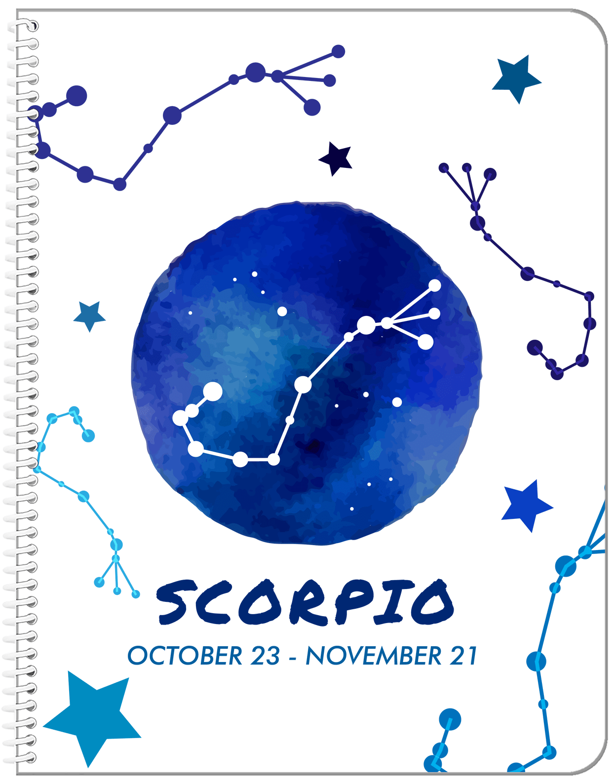 Zodiac Sign Notebook - Date Range - Scorpio - Front View
