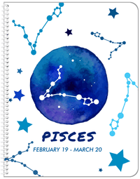 Thumbnail for Zodiac Sign Notebook - Date Range - Pisces - Front View