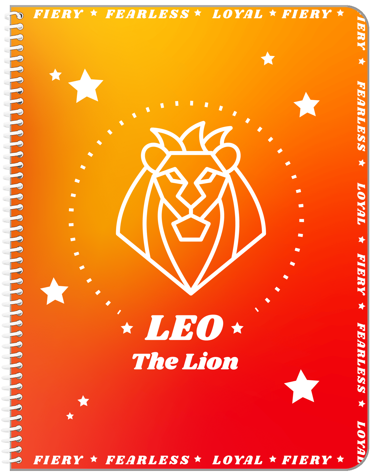 Zodiac Sign Notebook - Traits of a Leo - Front View