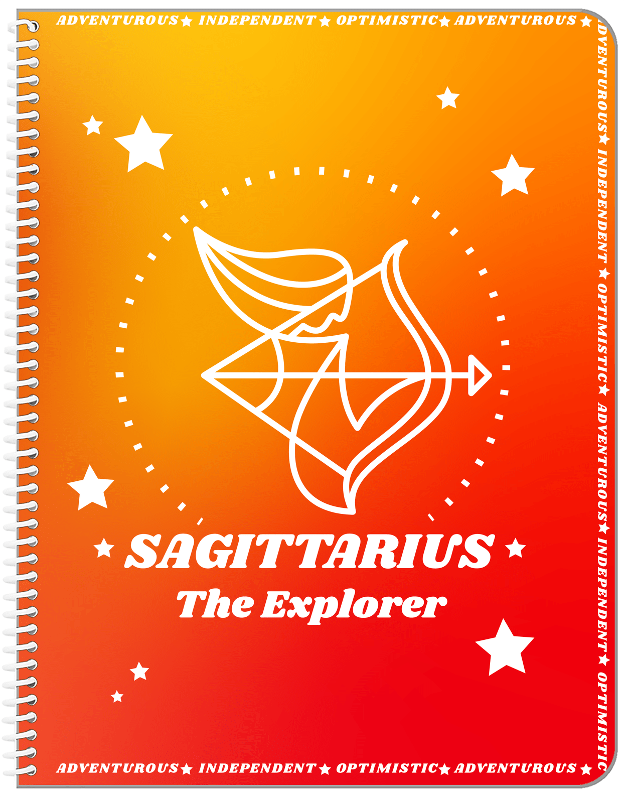 Zodiac Sign Notebook - Traits of a Sagittarius - Front View