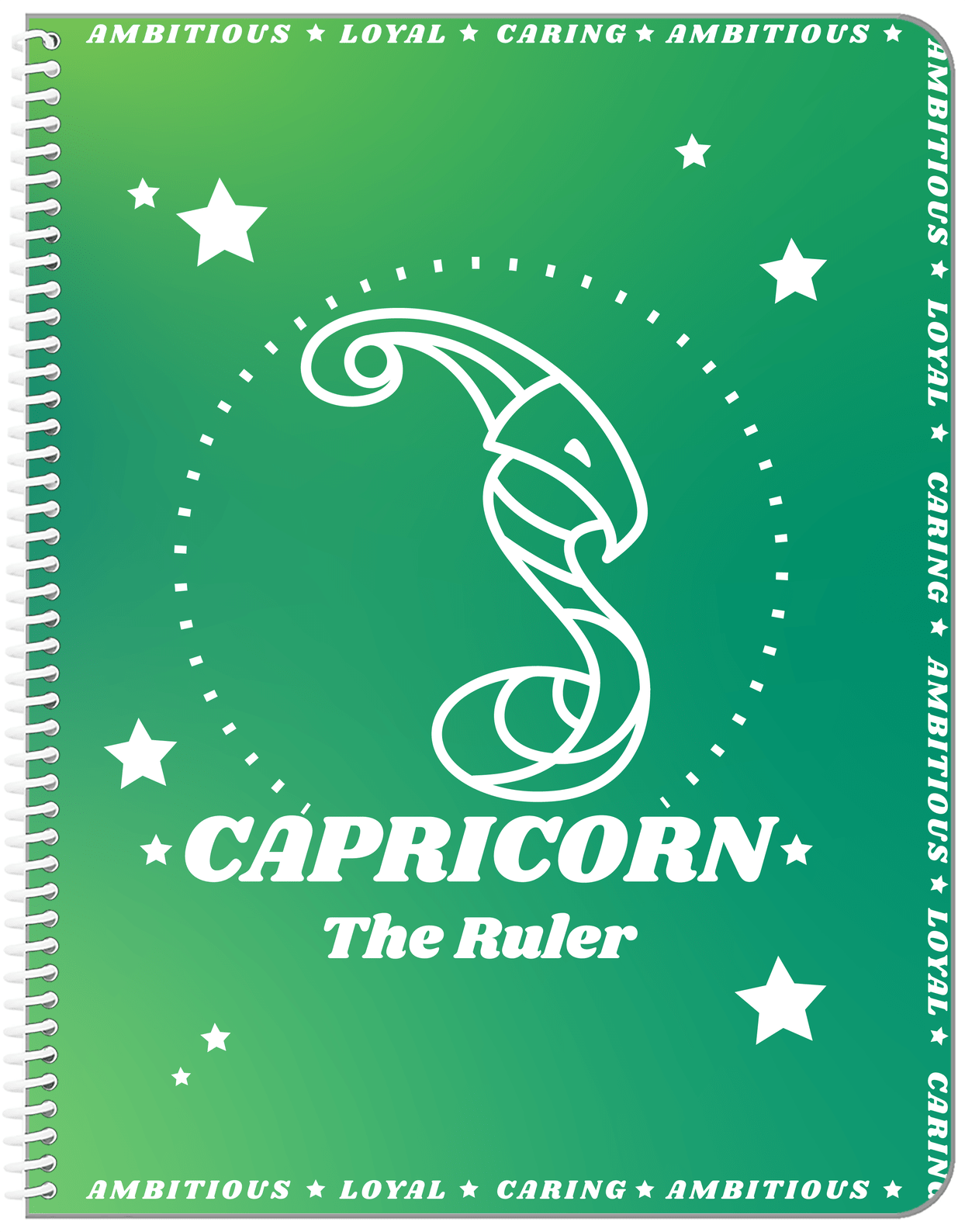 Zodiac Sign Notebook - Traits of a Capricorn - Front View