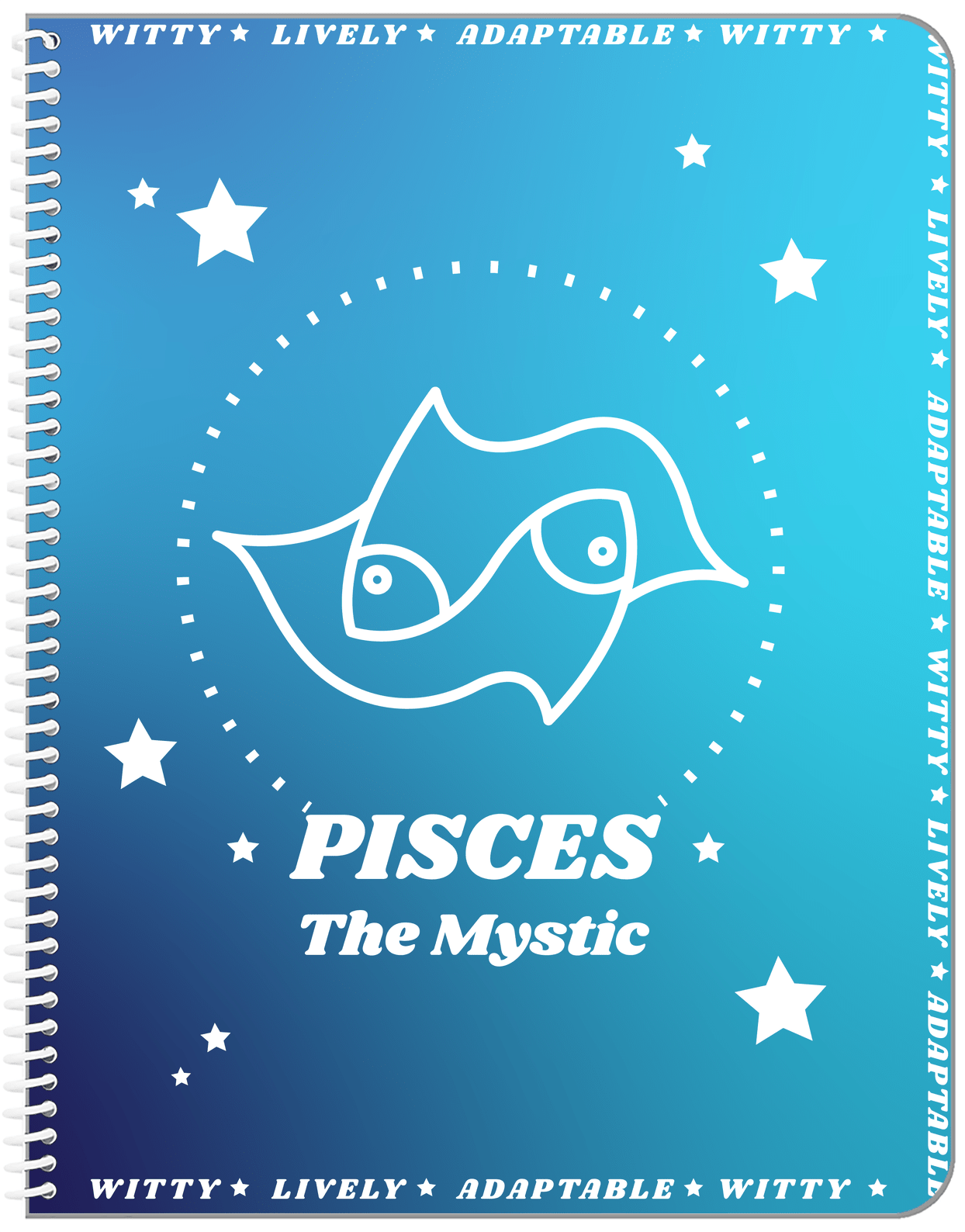 Zodiac Sign Notebook - Traits of a Pisces - Front View