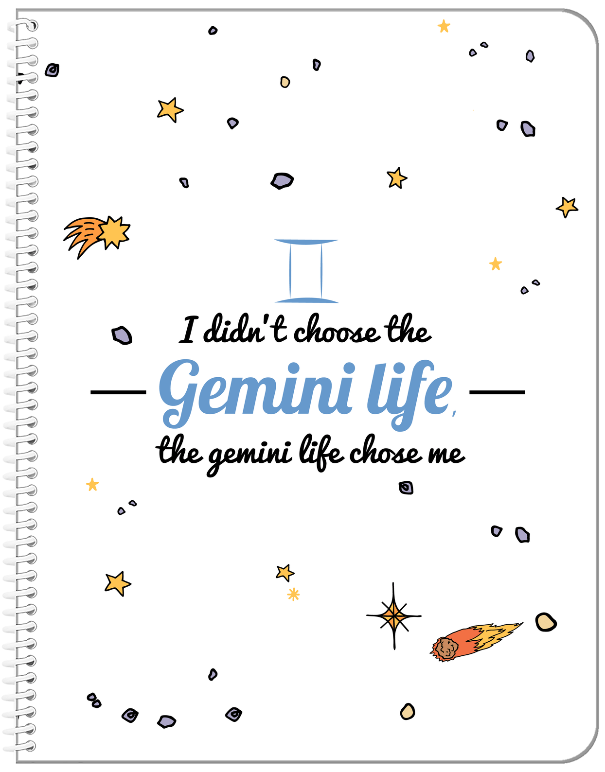 Zodiac Sign Notebook - Gemini Life - Front View