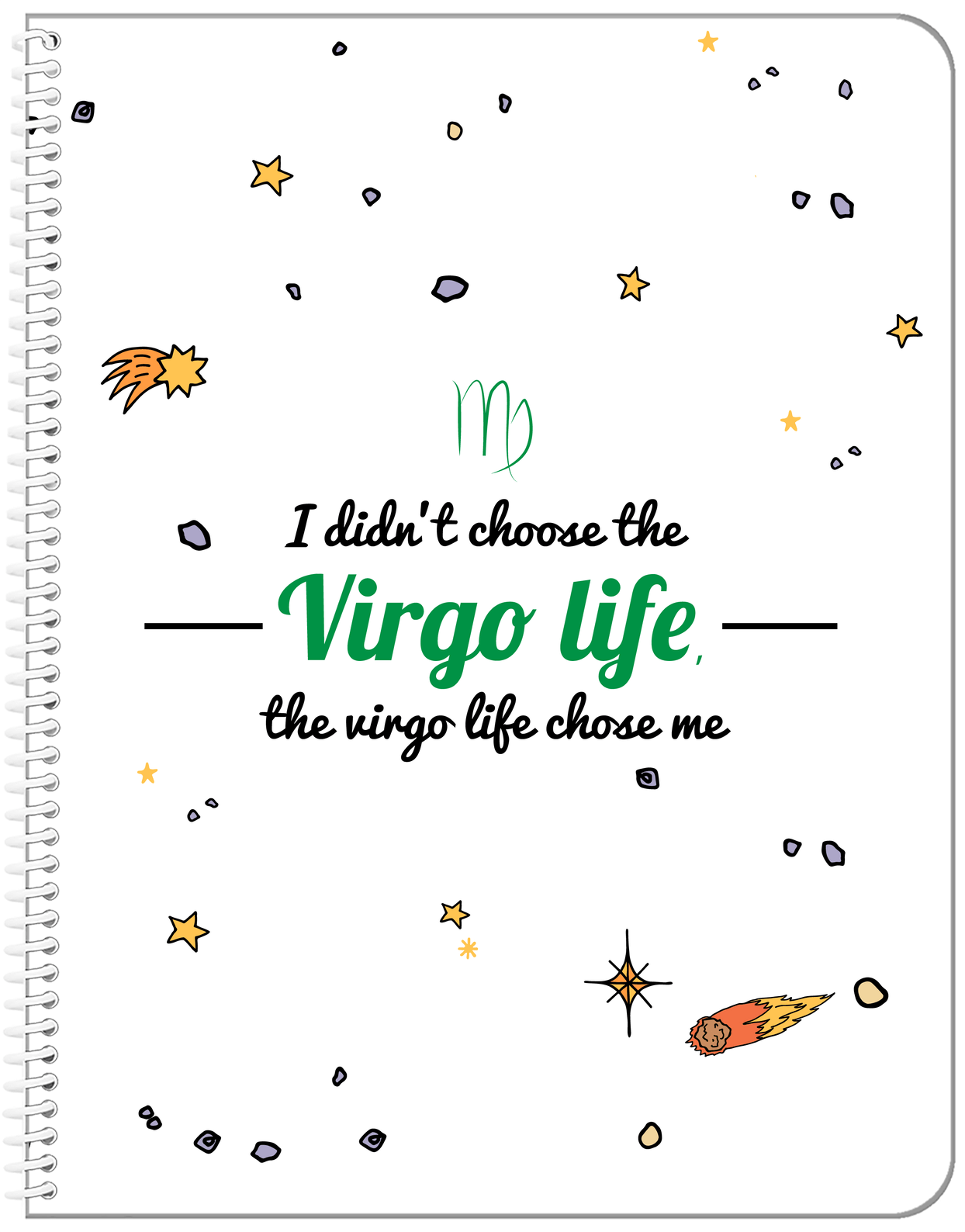 Zodiac Sign Notebook - Virgo Life - Front View