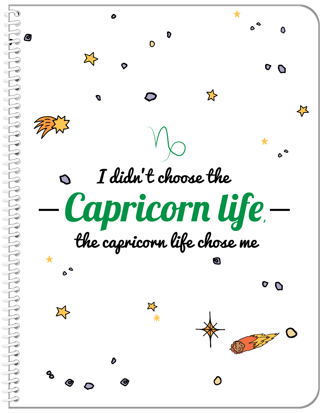 Zodiac Sign Notebook - Capricorn Life - Front View