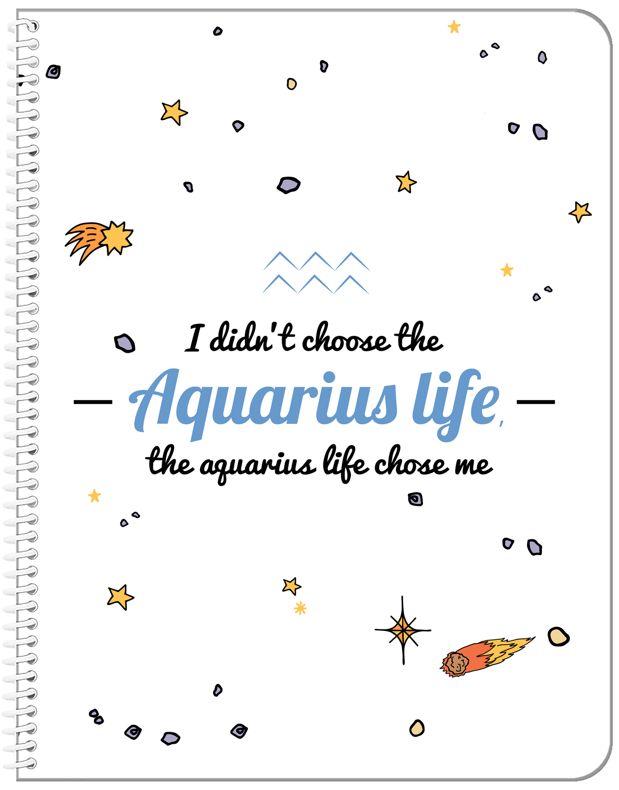 Zodiac Sign Notebook - Aquarius Life - Front View