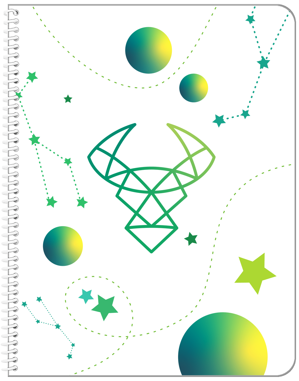Zodiac Sign Notebook - Constellations - Taurus - Front View