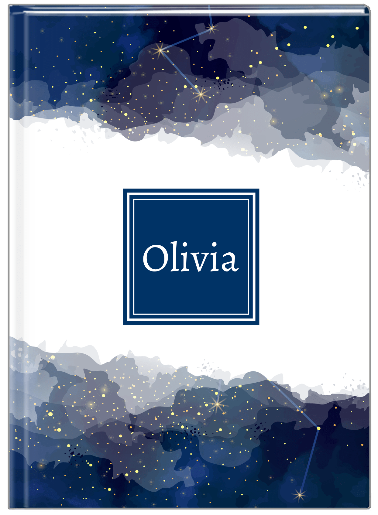 Personalized Zodiac Sign Journal - Night Sky - Square Nameplate - Front View