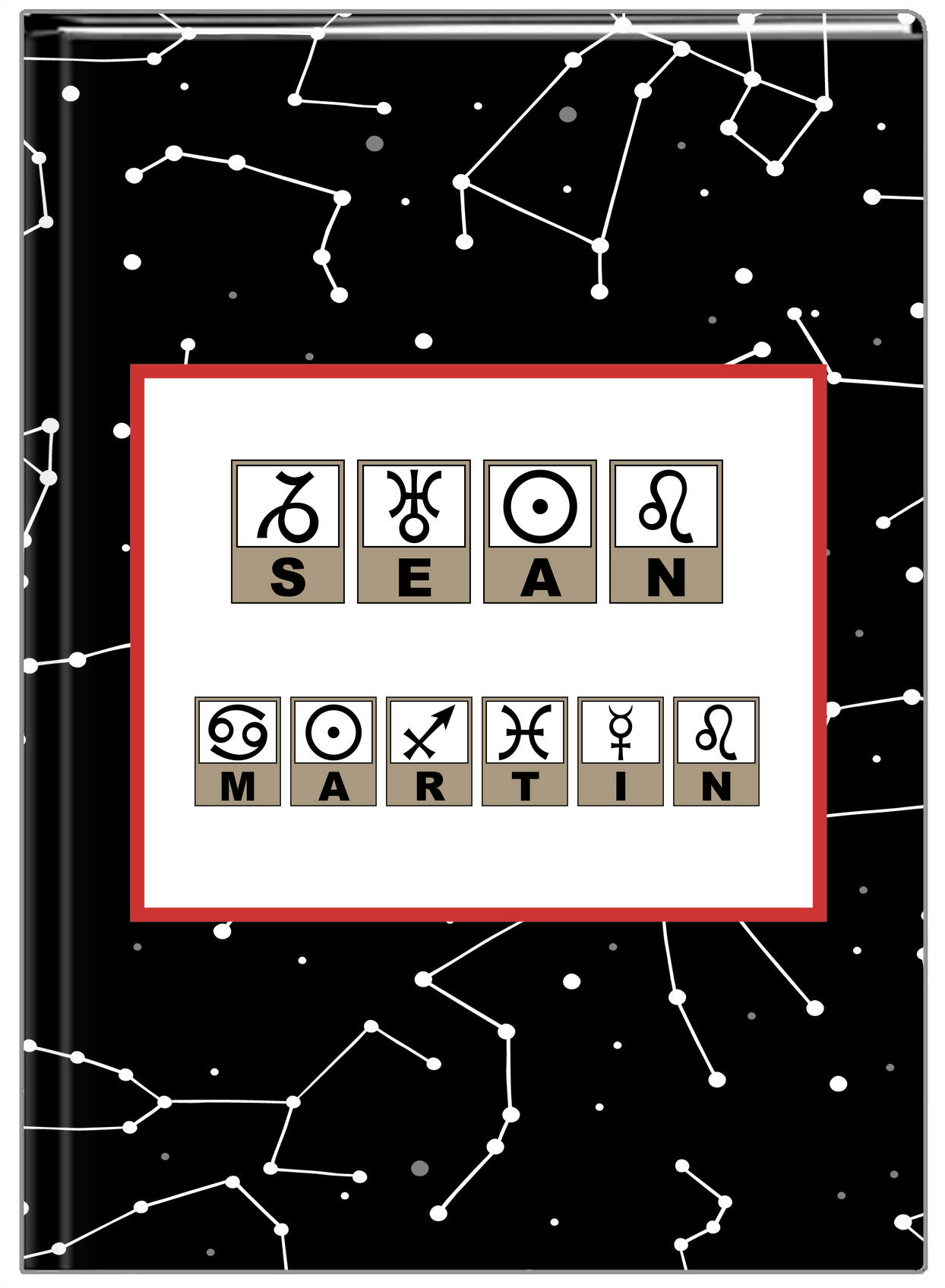 Personalized Zodiac Sign Journal - Astrology Font - Front View