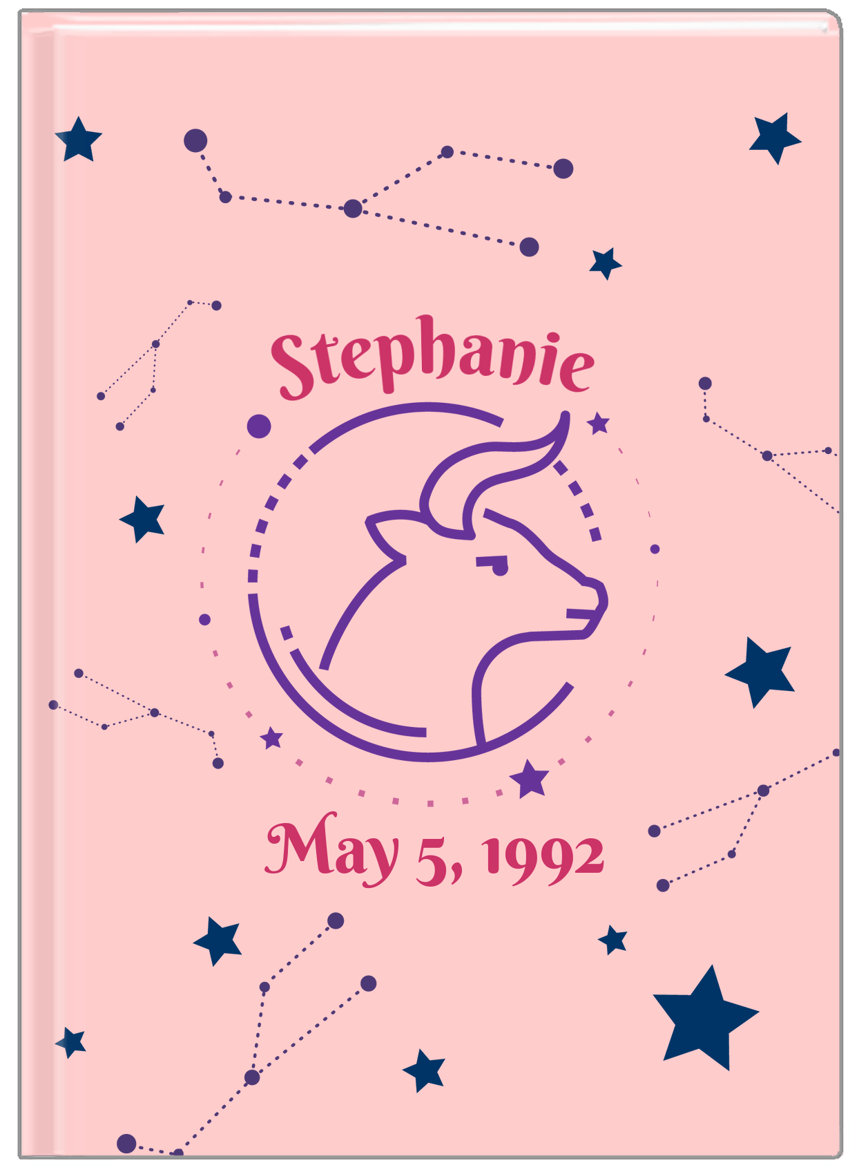 Personalized Zodiac Sign Journal - Constellation - Taurus - Front View