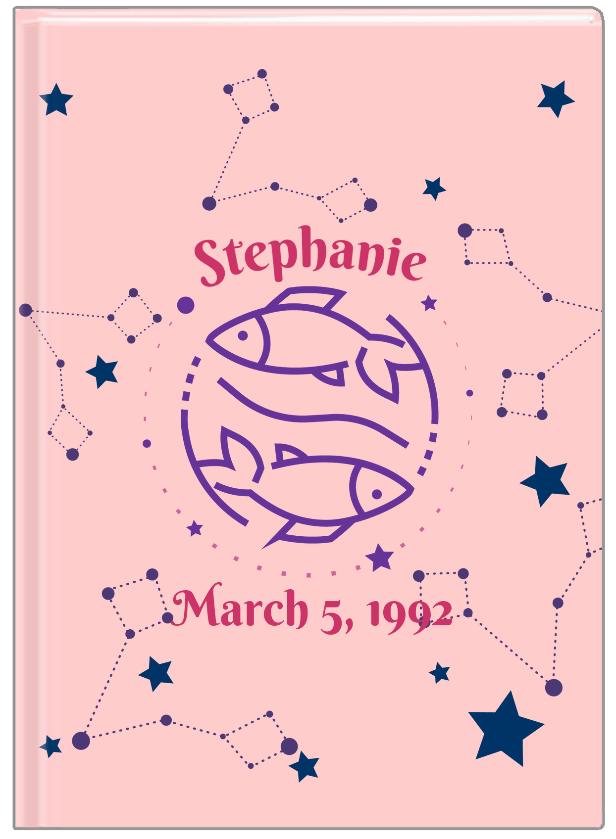 Personalized Zodiac Sign Journal - Constellation - Pisces - Front View