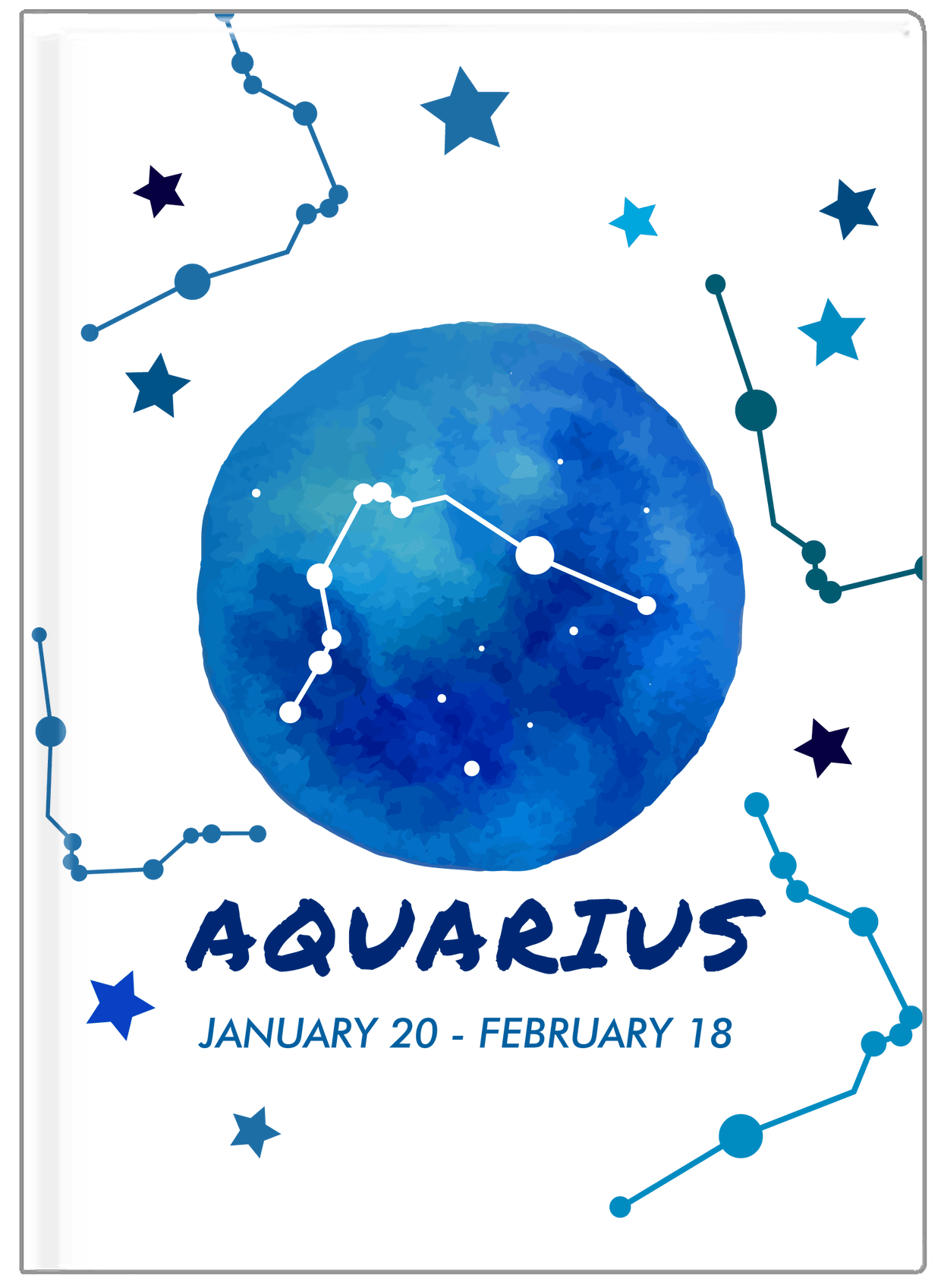 Zodiac Sign Journal - Date Range - Aquarius - Front View